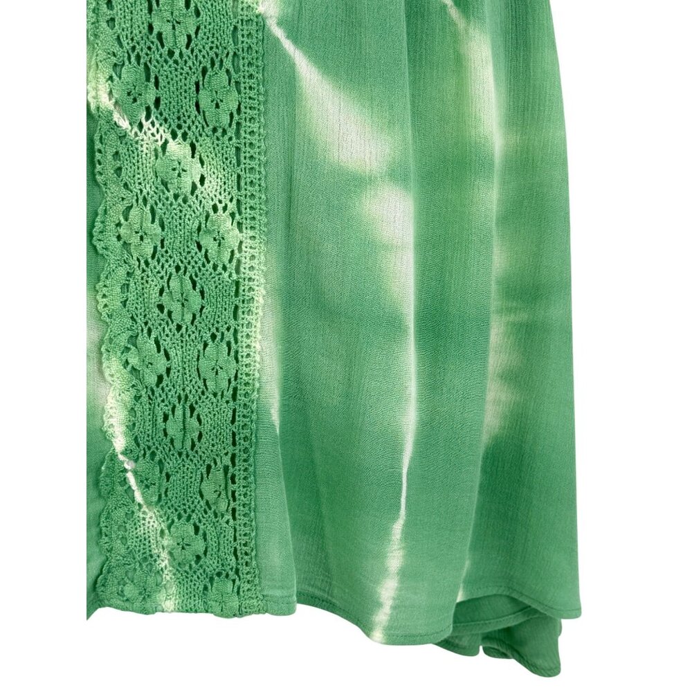 NWOT Green Crochet Tie Dye Mini Slip Dress S | Boho Grunge Fairycore Whimsigoth - Picture 11 of 16